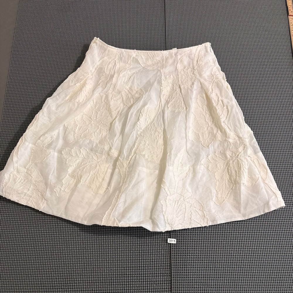Vince Womens White Floral Textured A-Line Skirt Size Small
